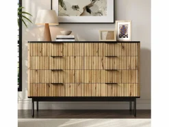Merax Cómoda moderna de 8 cajones - 120 x 39,5 x 80 cm - para salón/comedor/pasillo - MDF - + natural Negro Best