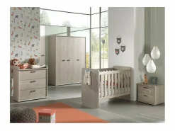Meublorama Mueble De Bebé|Cómoda para bebé robusta con cambiador integrado color roble claro colección DANY.