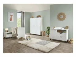 Meublorama Mueble De Bebé|Cómoda para bebé robusta con cambiador integrado color colección DANAÉ.