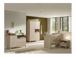 Meublorama Mueble De Bebé|Cómoda para bebé robusta con cambiador integrado color roble River OAK colección LOUISE.