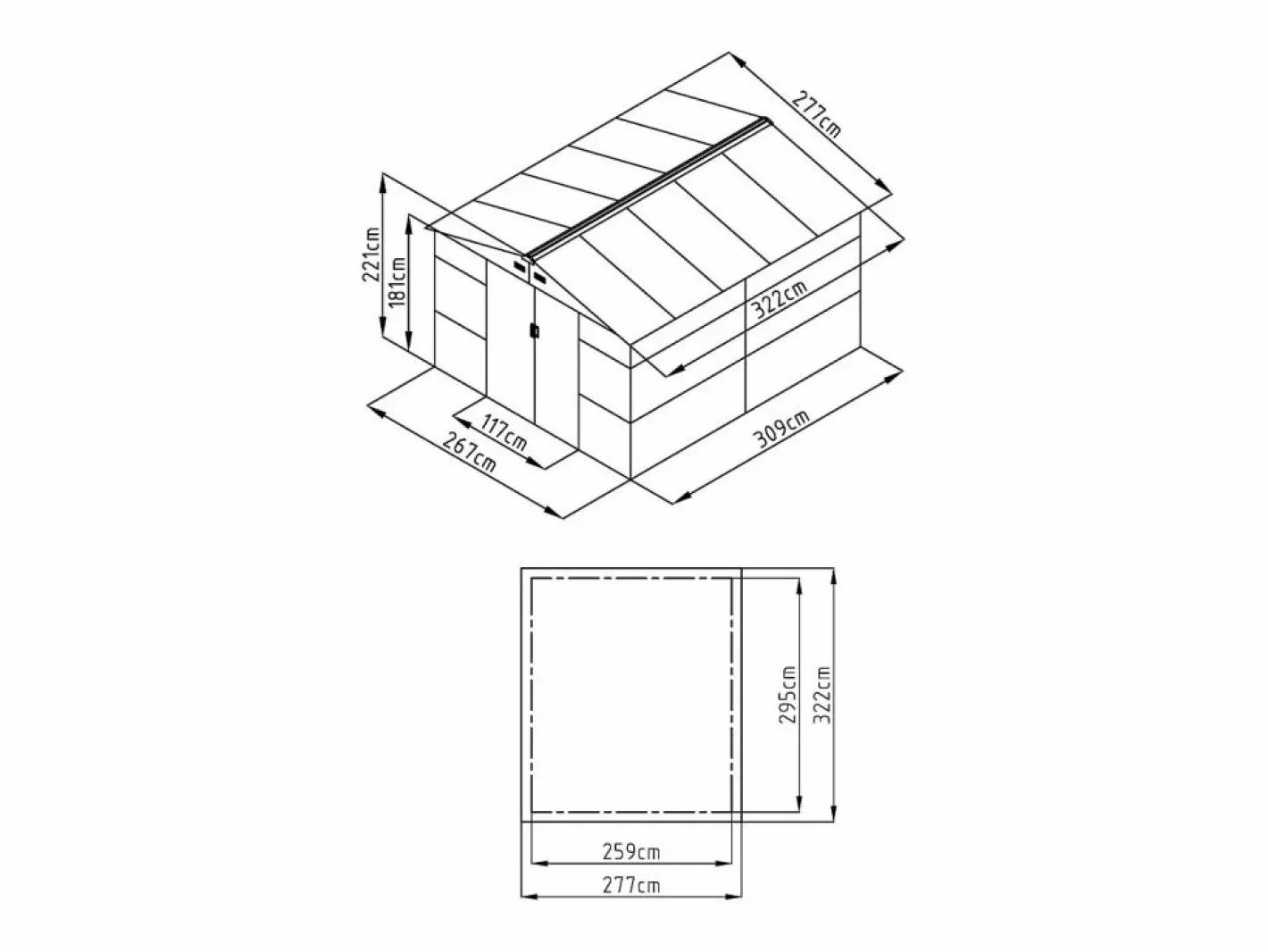 EXPERTLAND Cobertizo de jardín de acero galvanizado antracita 8,94 m² ADELMO Gris antracita New