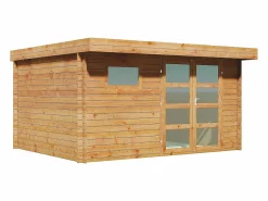 Cobertizo de jardín de madera tratada con autoclave y techo plano 13m² esp. 28 mm CORALIO^EXPERTLAND Online