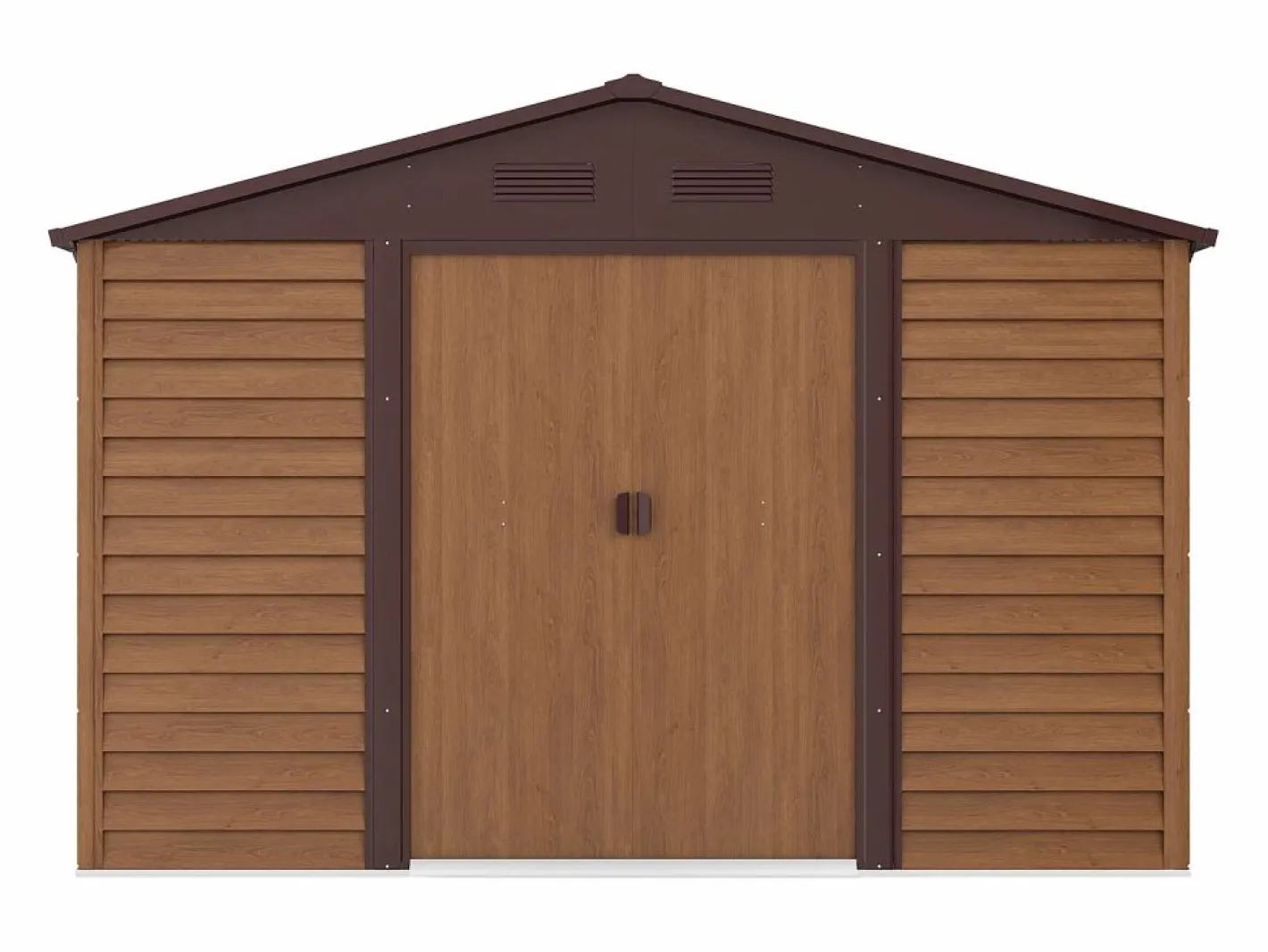 EXPERTLAND Cobertizo de jardín metálico efecto madera 11,75 m² acero galvanizado ARSEGO Color natural oscuro New