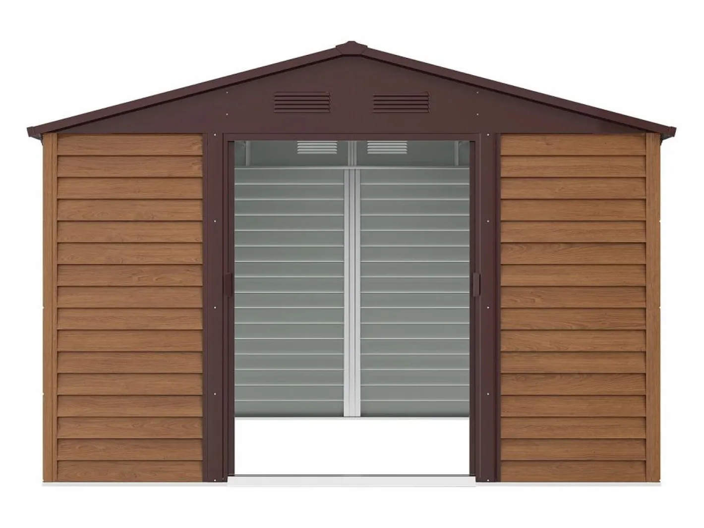 EXPERTLAND Cobertizo de jardín metálico efecto madera 11,75 m² acero galvanizado ARSEGO Color natural oscuro New