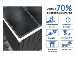 Habitat et jardin Caseta De Jardín|Cobertizo de jardín metálico - "Vegas" - 12,98 m² con paneles solares