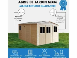 Cobertizo de madera con suelo tratado - 324x416 cm / 12m² - M336+M336G^Timbela Hot