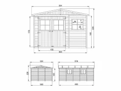 Cobertizo de madera con suelo tratado - 324x516 cm /15 m² - M337+M337G^Timbela Sale