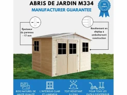 Timbela Cobertizo de madera con suelo tratado - 6m² - M334+M334G Color natural claro Clearance