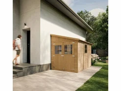 Timbela Caseta De Jardín|Cobertizo de madera sin pared lateral con suelo tratado - 6.1 m² - M339A+M339G