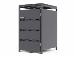 EXPERTLAND Cobertizo para cubo de basura en acero galvanizado 1 cubo 68x80x116 240L LOKAFA Gris antracita Outlet