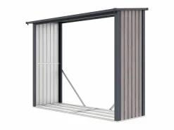 Cobertizo para leña de acero efecto madera 4,9 estéreos 242 x 89 x 190 cm WINWOOD^EXPERTLAND Discount