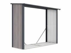 Cobertizo para leña de acero efecto madera 4,9 estéreos 242 x 89 x 190 cm WINWOOD^EXPERTLAND Discount