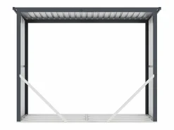 Cobertizo para leña de acero efecto madera 4,9 estéreos 242 x 89 x 190 cm WINWOOD^EXPERTLAND Discount