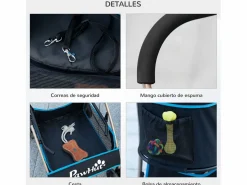 PawHut Cochecito para mascotas 82x49.5x98 cm Azul Discount