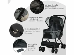 PawHut Cochecito para mascotas 76.5x52x95 cm Gris Sale