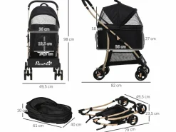 PawHut Transportín De Paseo Para Animales|Cochecito para mascotas 82x49.5x98 cm