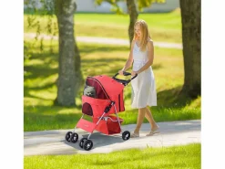 PawHut Transportín De Paseo Para Animales|Cochecito para mascotas 75x46x94 cm