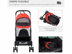 Cochecito para mascotas 82x49.5x98 cm^PawHut Best