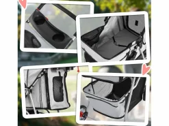 Transportín De Paseo Para Animales|Cochecito plegable para perros y gatos, tejido oxford resistente, color , con mosquitera y freno de estacionamiento (75x45x97 cm)