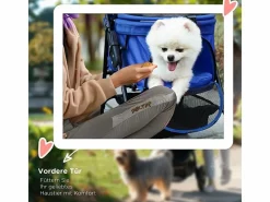 Cochecito plegable para perros y gatos, diseño práctico, tela Oxford, (67 x 45 x 96 cm) Azul New