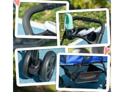 Cochecito plegable para perros y gatos, diseño práctico, tela Oxford, (67 x 45 x 96 cm) Azul New