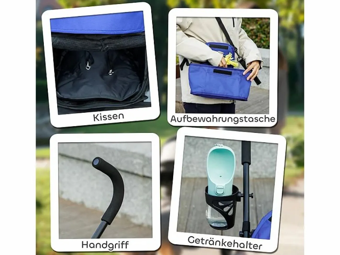 Transportín De Paseo Para Animales|Cochecito plegable para perros y gatos hasta 4 kg, poliéster, oscuro, con ventanas de malla y almacenaje (76x44x103 cm)