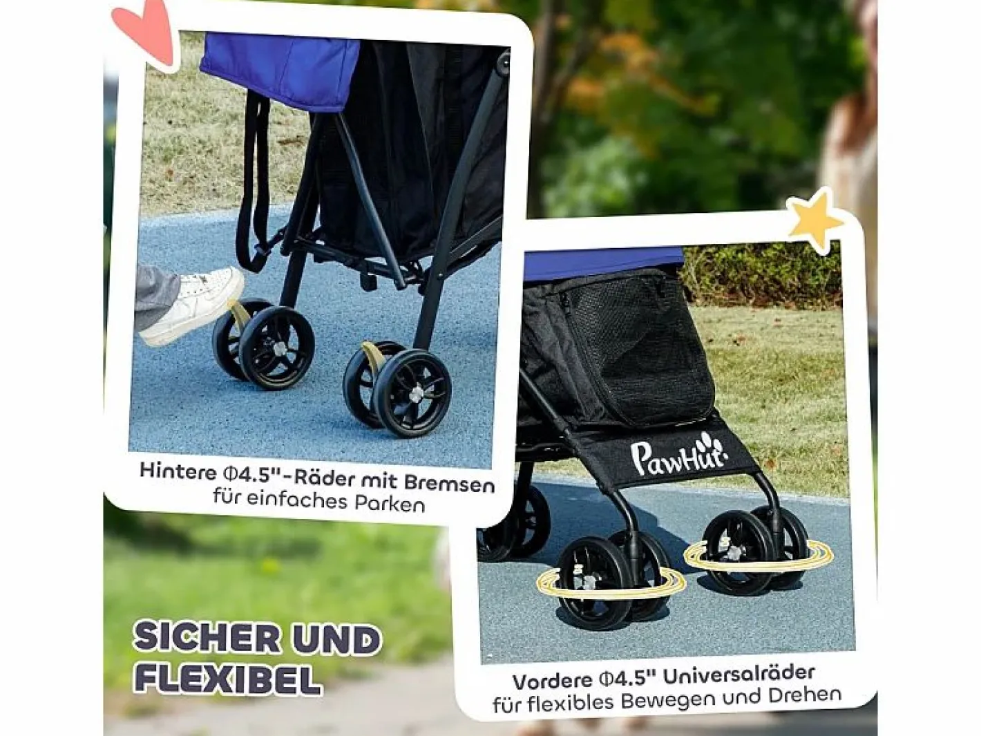 Transportín De Paseo Para Animales|Cochecito plegable para perros y gatos hasta 4 kg, poliéster, oscuro, con ventanas de malla y almacenaje (76x44x103 cm)