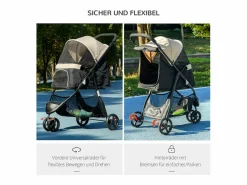 Transportín De Paseo Para Animales|Cochecito plegable para perros y gatos con protector de lluvia, poliéster, color (80,5 x 51,5 x 100 cm)