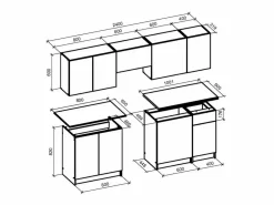MSO Cocina 240 cm estilo roble y carbón Justin Negro New