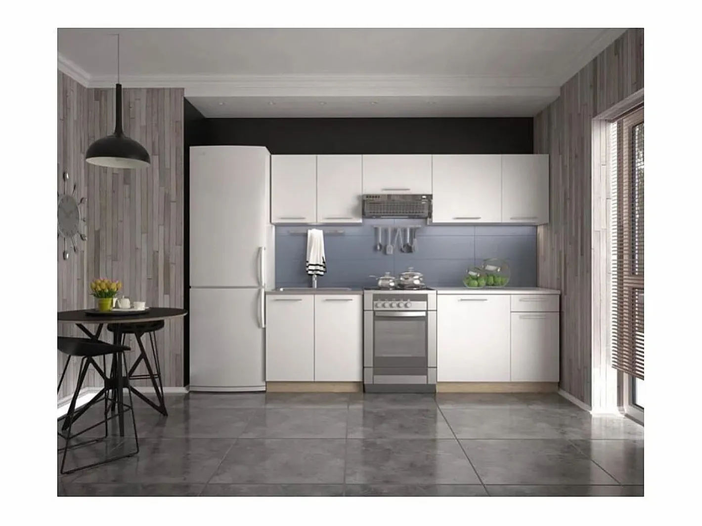 MSO Cocina Completa|Cocina blanca con encimera de roble RUSTICA