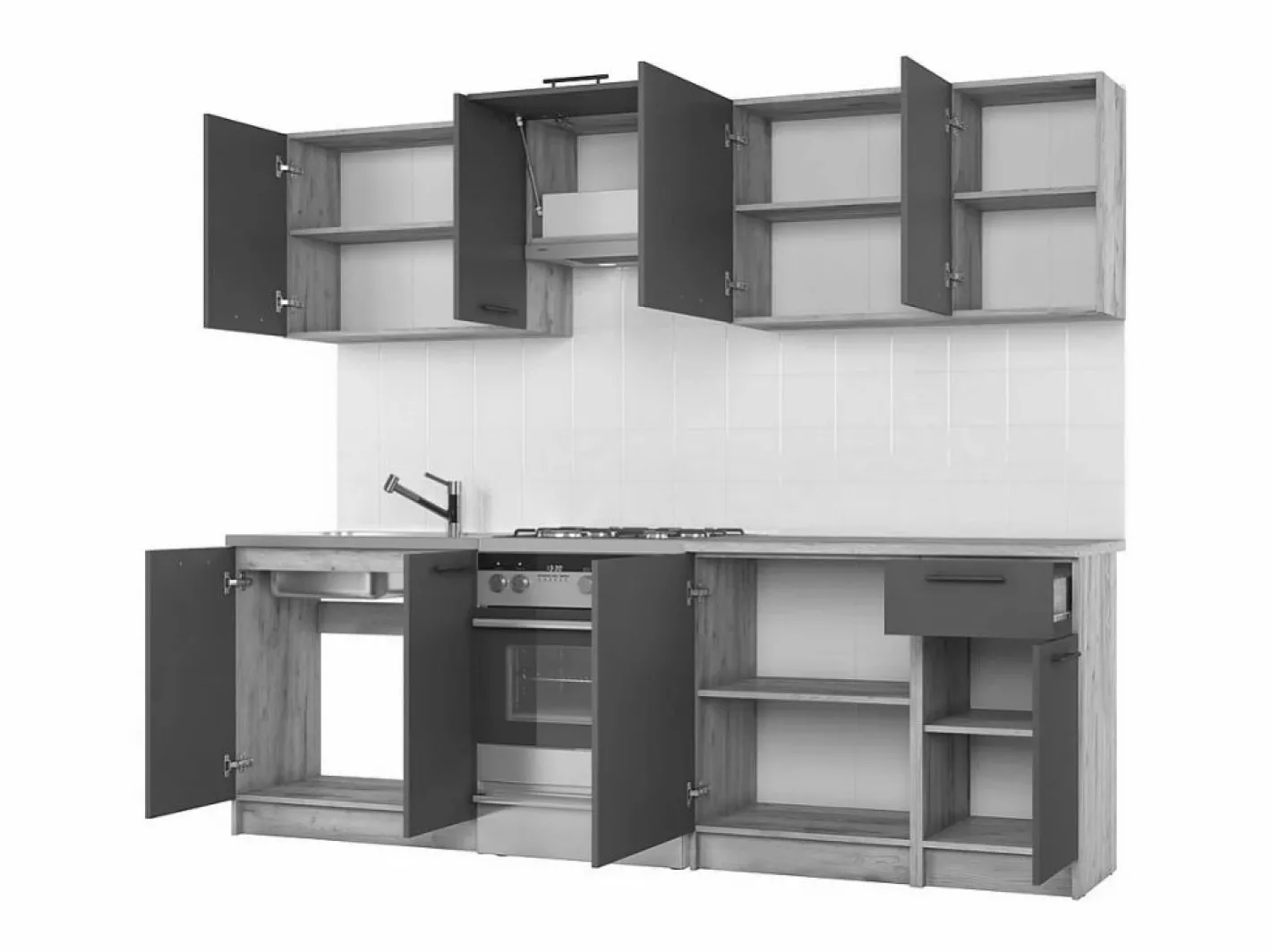 MSO Cocina Completa|Cocina blanca con encimera de roble RUSTICA