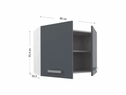 Vente-unique Cocina Completa|Cocina completa - 180 cm - 6 estantes - Blanco y gris - TRATTORIA