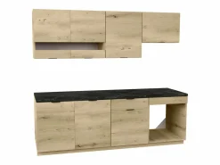 Cocina completa - 200 cm - 6 muebles de almacenamiento - Natural y Antracita - CARMEO^Vente-unique Best
