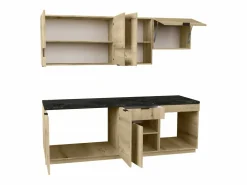 Cocina completa - 200 cm - 6 muebles de almacenamiento - Natural y Antracita - CARMEO^Vente-unique Best