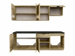 Cocina completa - 200 cm - 6 muebles de almacenamiento - Natural y Antracita - CARMEO^Vente-unique Best