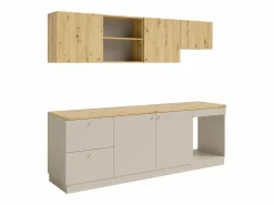 Vente-unique Cocina Completa|Cocina completa - Con encimera 242 cm - Beige y Natural claro - YORINA