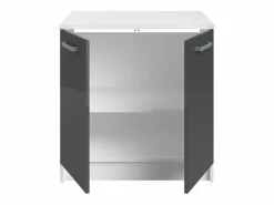 Vente-unique Cocina Completa|Cocina completa - Con encimera 240 cm - Gris brillante y Blanco - TRATTORIA