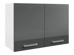 Vente-unique Cocina Completa|Cocina completa - Con encimera 240 cm - Gris brillante y Blanco - TRATTORIA