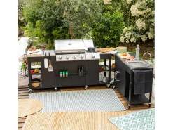 Happy Garden Cocina de esquina TEXAS 4+1 quemadores Negro Outlet