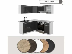 Vicco Cocina esquinera antracita brillo intenso/blanco 190x60x81.6 rick Gris antracita Hot