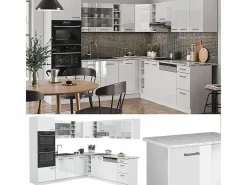 Cocina esquinera alto brillo/ 247x46x81.6 r-line^Vicco