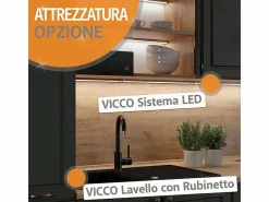 Cocina esquinera alto brillo/ 247x46x81.6 r-line^Vicco
