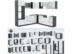 Vicco Cocina esquinera brillo/antracita 247x60x81.6 r-line Blanco Online