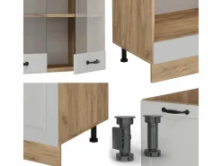 Vicco Cocina esquinera casa de campo blanca/roble dorado 287x46x81.6 r-line Blanco Online