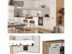 Vicco Cocina esquinera casa de campo blanca/roble dorado 287x46x81.6 r-line Blanco Online