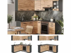 Cocina esquinera oro power roble/antracita 190x46x81.6 rick^Vicco Best