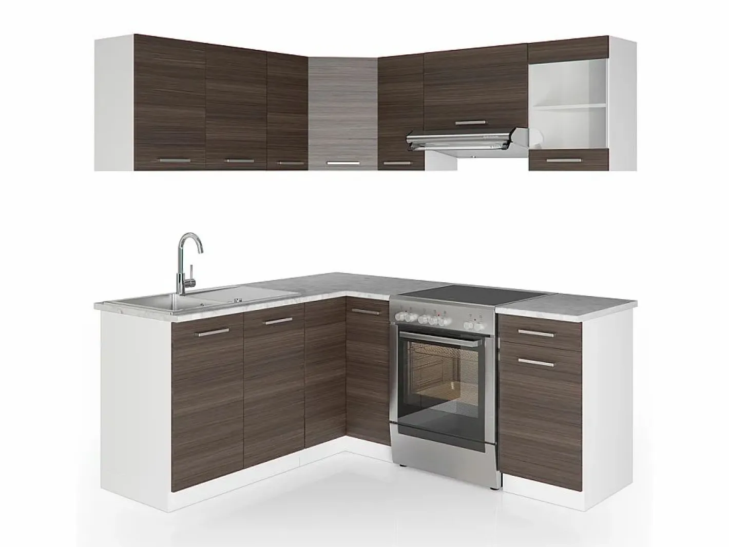 Cocina esquinera precioso gris/blanco 190x60x81.6 rick^Vicco Outlet