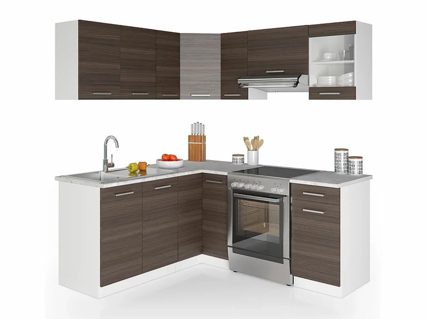 Cocina esquinera precioso gris/blanco 190x60x81.6 rick^Vicco Outlet