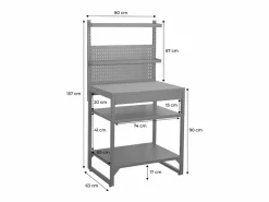 Sweeek Materiales Y Utensilios De Cocina|Cocina exterior de acero con 2 estantes, 2 bandejas y soporte mural,