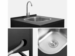 Sweeek Materiales Y Utensilios De Cocina|Cocina exterior de acero con fregadero y 1 puerta, 60cm